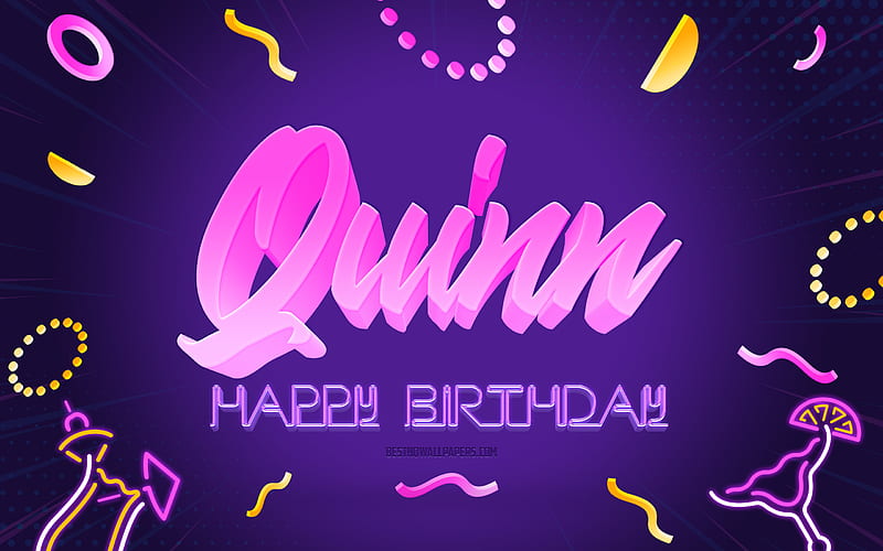 Happy Birtay Quinn Purple Party Background, Quinn, creative art, Happy Quinn birtay, Quinn name, Quinn Birtay, Birtay Party Background, HD wallpaper