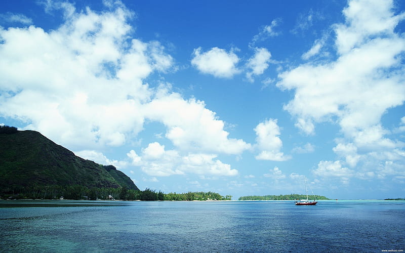 blue sky in the boat, HD wallpaper
