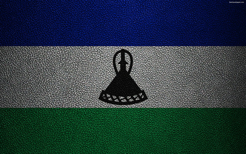 Flag of Lesotho leather texture, Africa, Lesotho flag, flags of African countries, Lesotho, HD wallpaper