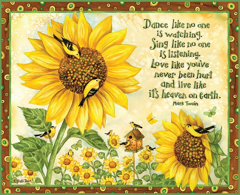 Sunflower Quote, flower, sun, messages, quote, HD wallpaper