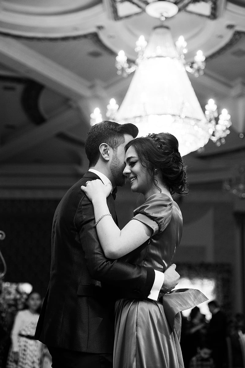 grayscale graphy of dancing couple, HD phone wallpaper