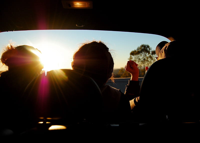 silhouette of three person inside car, HD wallpaper