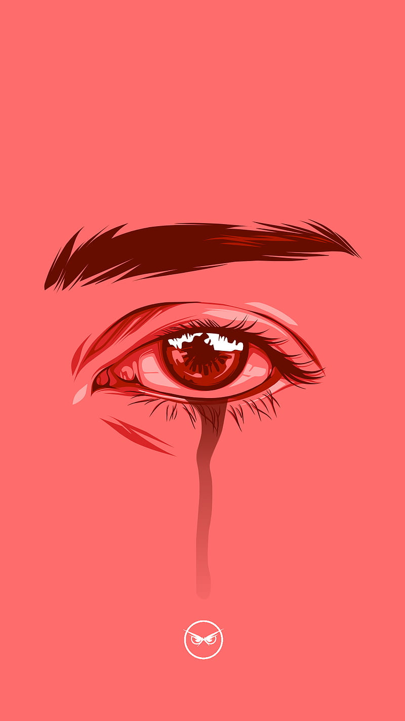 Wait n bleed, aesthetic, cartoon, dark, drawing, eye, love, minimal, red,  sad, HD phone wallpaper | Peakpx