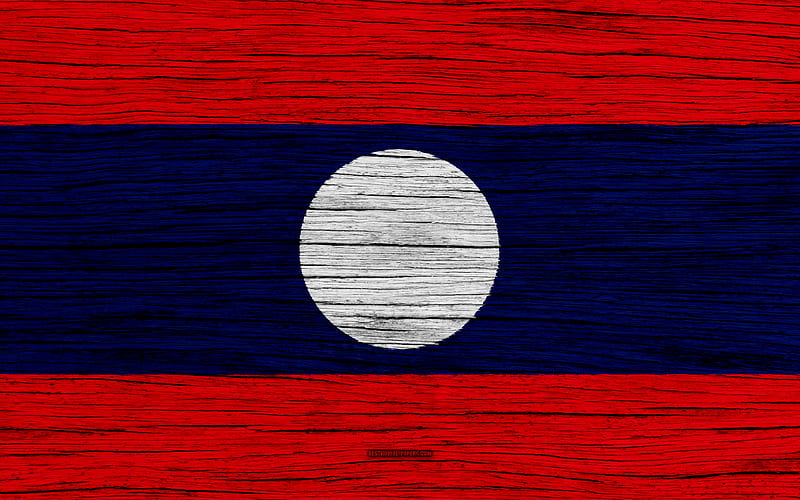 Flag of Laos Asia, wooden texture, Laotian flag, national symbols, Laos flag, art, Laos, HD wallpaper