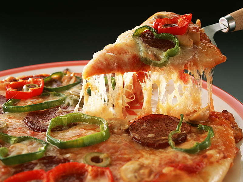 Sausage Pepper Pizza Cheese, drink, food, HD wallpaper
