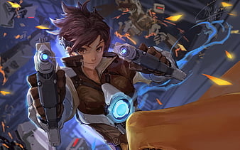 Tracer Overwatch Game Art 4K Wallpaper iPhone HD Phone #2170h