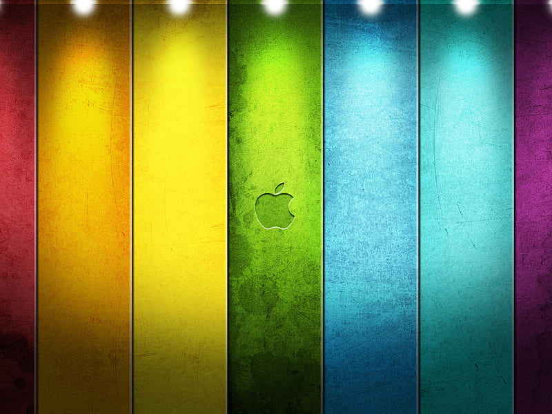 Apple Colorful, blue, green, iphone, rainbow, red, violet, yellow, HD wallpaper