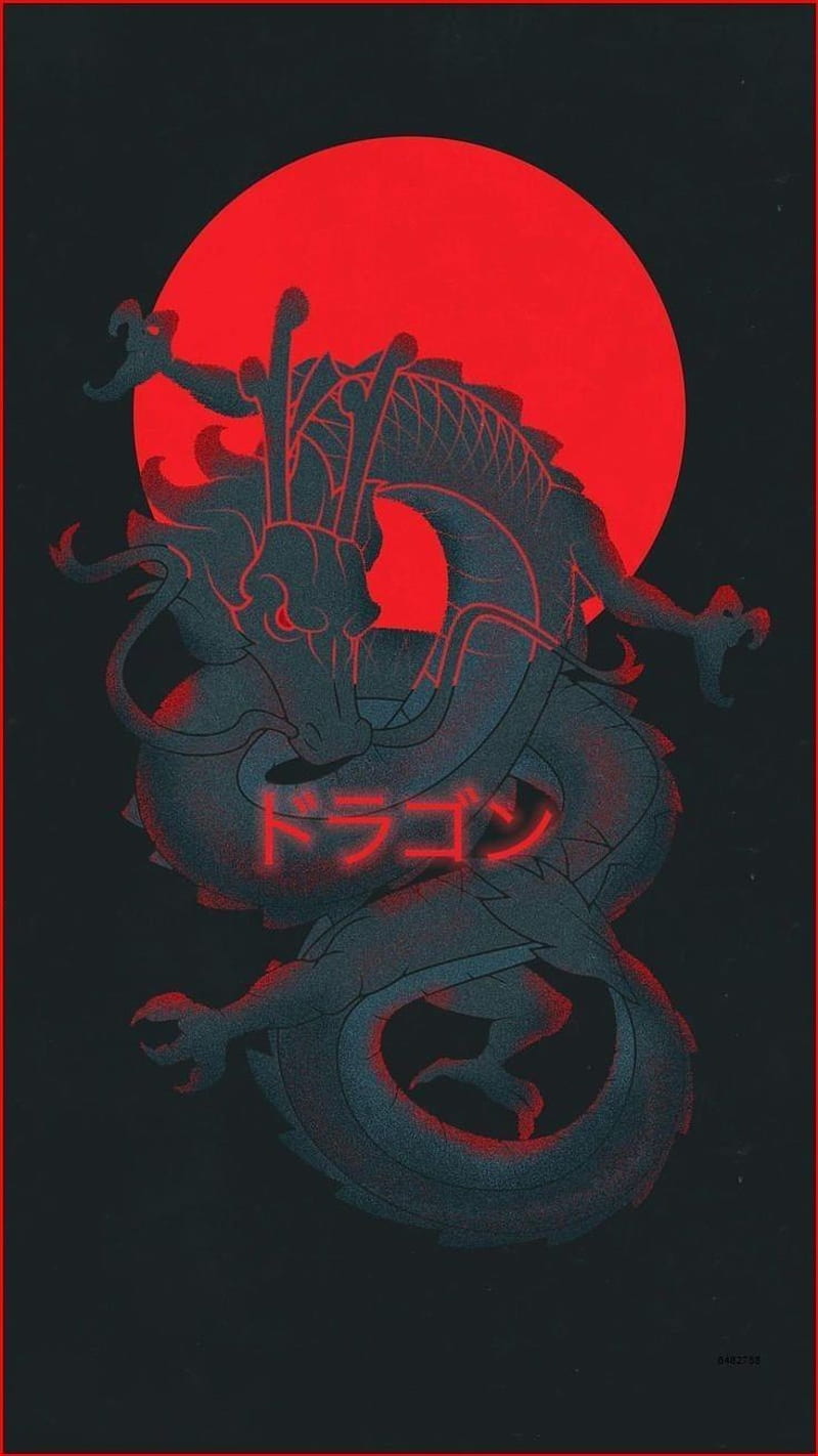 Japanese Dragon, Red, Black, Japan, HD phone wallpaper