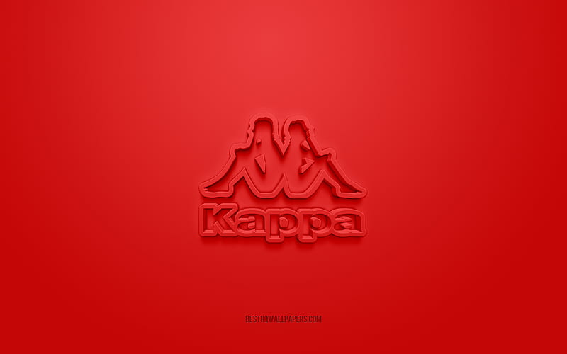 Kappa logo, red background, Kappa 3d logo, 3d art, Kappa, brands logo, red 3d Kappa logo, HD wallpaper