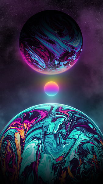 Duality, Color, Colorful, Geoglyser, Iridescence, abstract, blue, cosmos, dream, fluid, galaxy, holographic, orange, pink, planet, psicodelia, purple, rainbow, space, texture, vaporwave, yellow, HD phone wallpaper