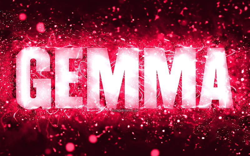 Happy Birtay Gemma, pink neon lights, Gemma name, creative, Gemma Happy Birtay, Gemma Birtay, popular american female names, with Gemma name, Gemma, HD wallpaper