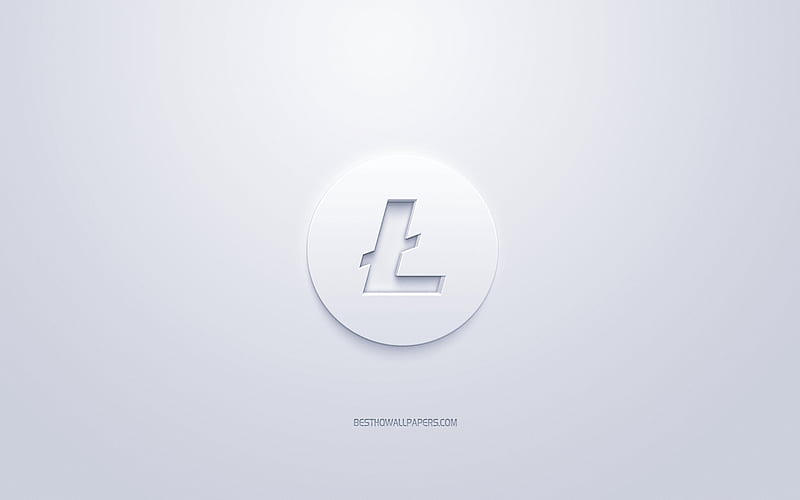 Litecoin logo, 3d white logo, 3d art, white background, cryptocurrency, Litecoin, finance concepts, business, Litecoin 3d logo, HD wallpaper