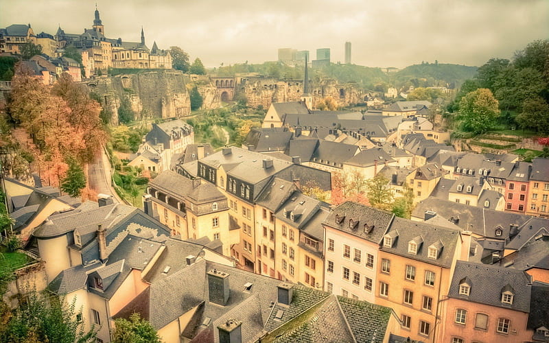 *** Luxembourg ***, city, houses, trees, sky, architekture, HD wallpaper