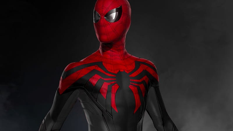 Red Black Spider Man Standing In Black Background Spiderman, HD wallpaper
