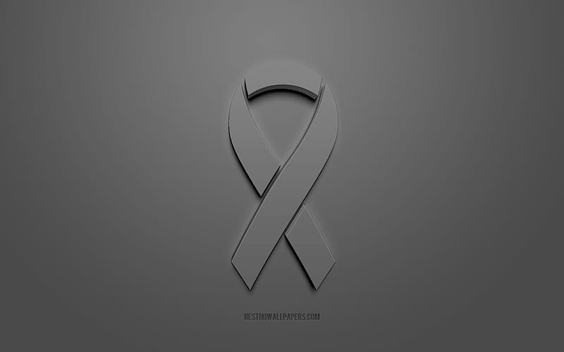 Melanoma Cancer ribbon, black 3d ribbon, Melanoma Cancer Awareness ribbon, Melanoma Cancer, black background, Cancer ribbons, Awareness ribbons, HD wallpaper