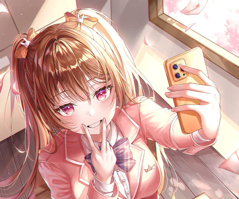 Anime, Girl, Selfie, HD wallpaper | Peakpx