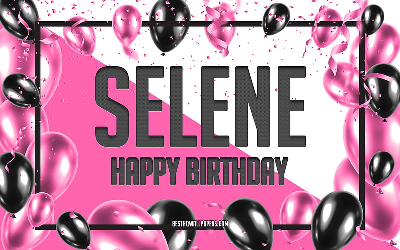 Happy Birtay Selene, Birtay Balloons Background, Selene, with names, Selene Happy Birtay, Pink Balloons Birtay Background, greeting card, Selene Birtay, HD wallpaper