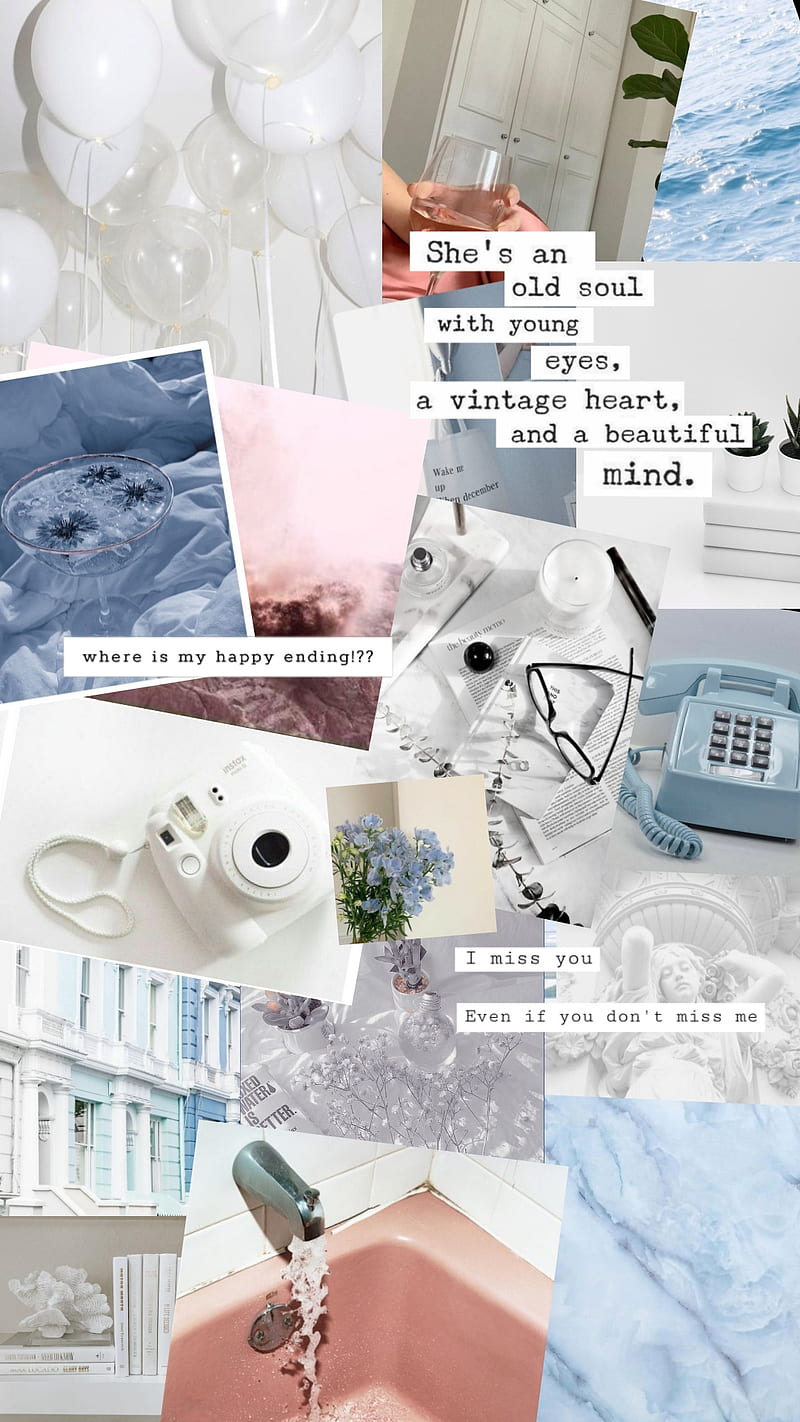 Blue pink aesthetic, dirty pink, light blue, quotes, vintage, white, HD  phone wallpaper | Peakpx
