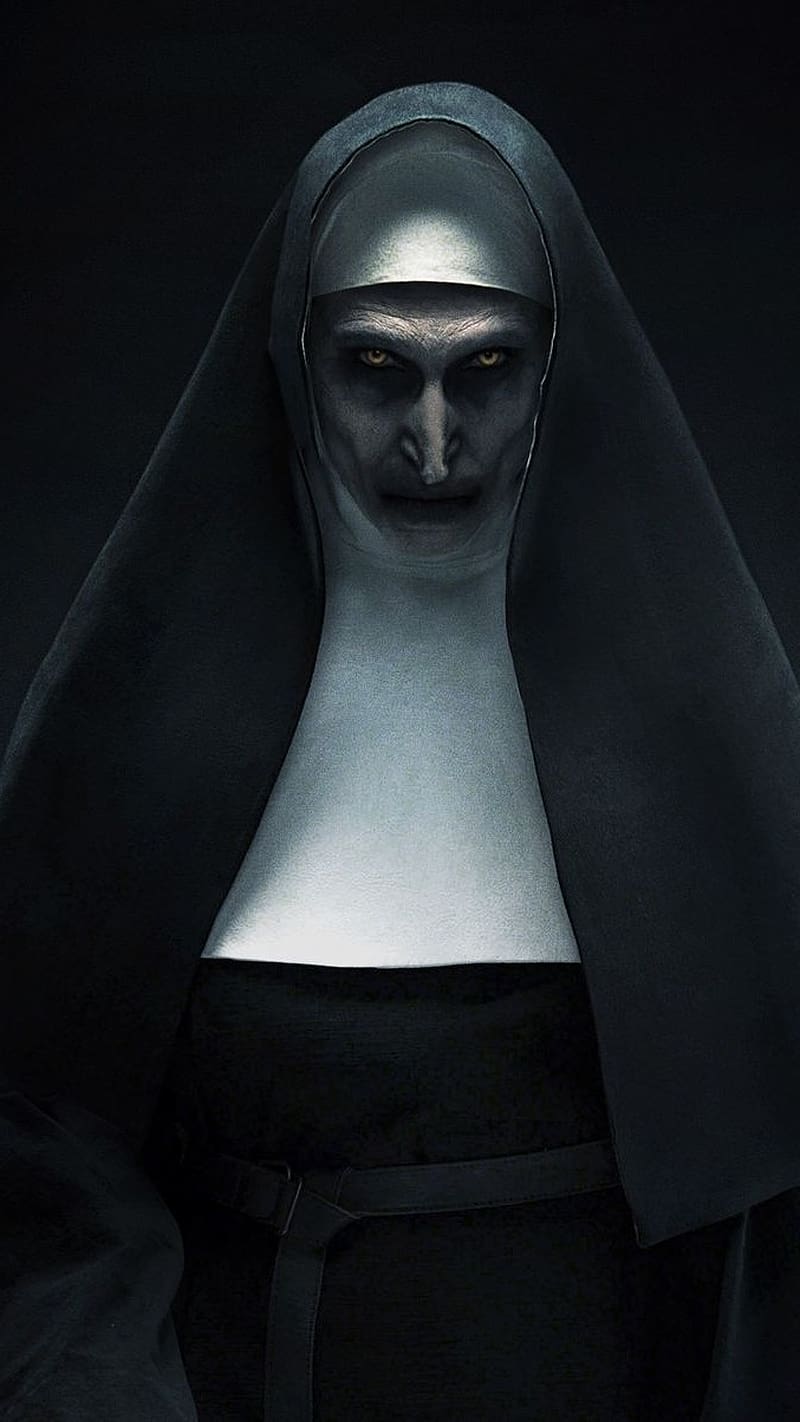 The Black Nun, black, nun, horror, scary, face, HD phone wallpaper