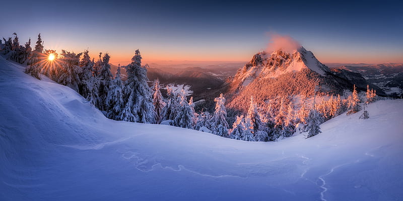 Earth, Winter, Mountain, Slovakia, Snow, Sunset, HD wallpaper