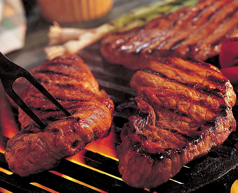 Steak On The Grill, dinner, steak, meat, cookout, bbq, grill, HD wallpaper