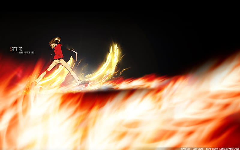 Flame King, red, male, storm, sexy, regalia, fire, oh great, cool, rider, anime, air gear, spitfire, HD wallpaper