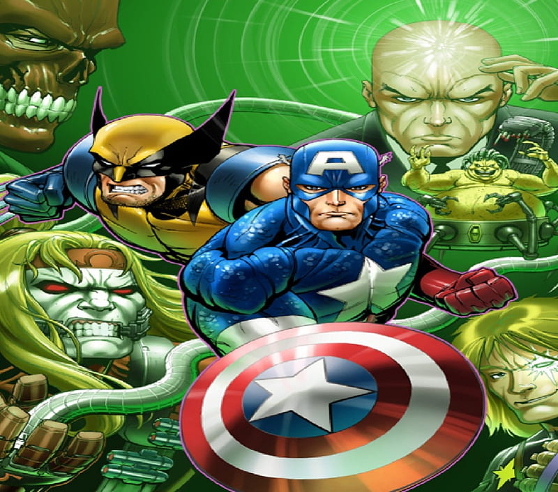 Wolverine And Captain America, longshot, red skull, xmen, mojo, HD wallpaper