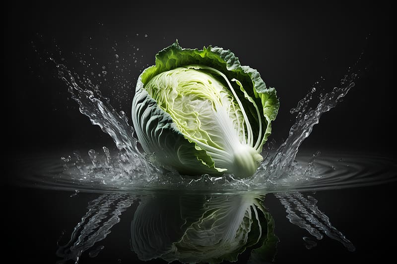 Water, Green, Splash, Cabbage, HD wallpaper