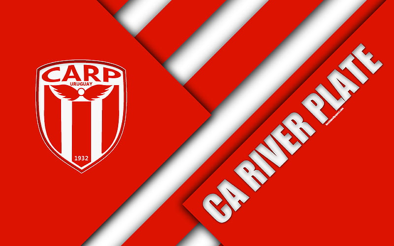 CA River Plate Uruguayan football club, logo, material design, red white abstraction, emblem, Uruguayan Primera Division, Montevideo, Uruguay, football, HD wallpaper