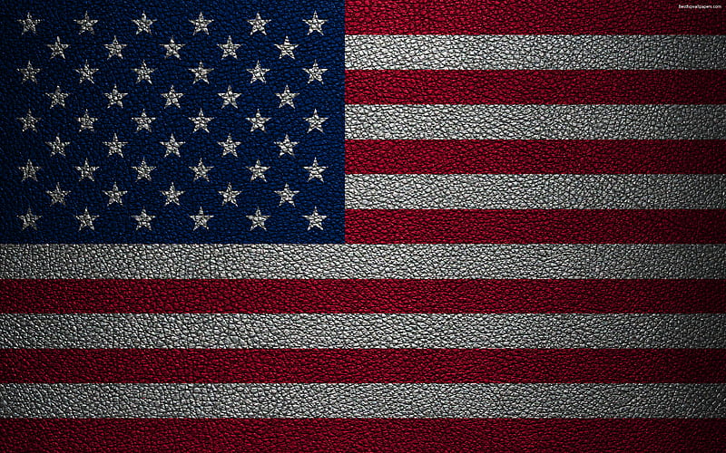 Flag of USA leather texture, North America, American Flag, world flags, United States of America, USA, HD wallpaper
