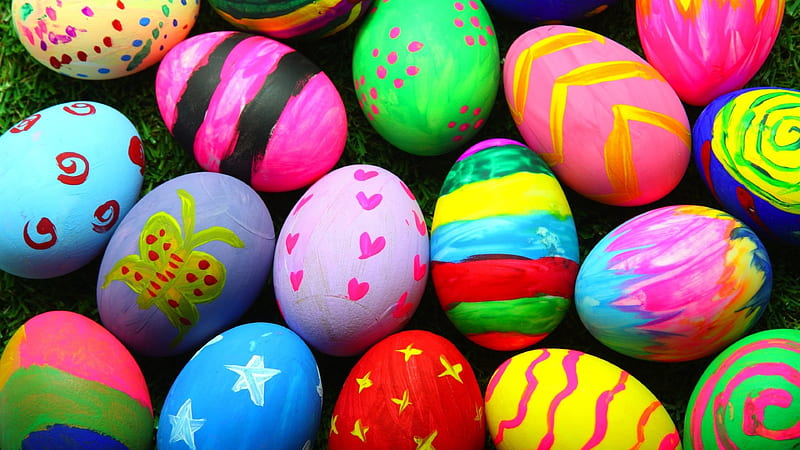 Colorful Easter Eggs, easter, eggs, celebrations, colorful, HD wallpaper