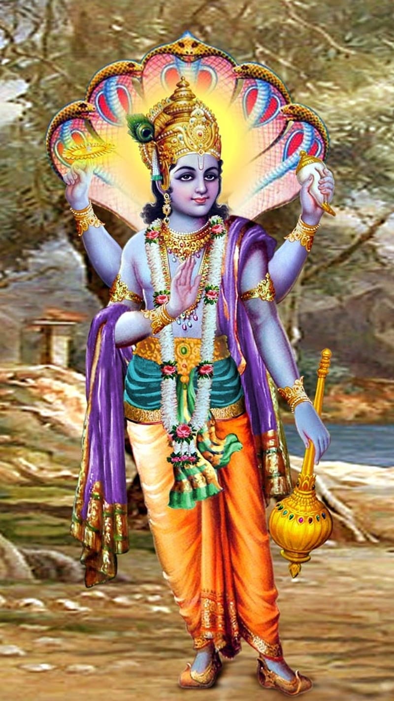 Vishnu Bhagwan, Sheshnag Background, lord, god, HD phone wallpaper