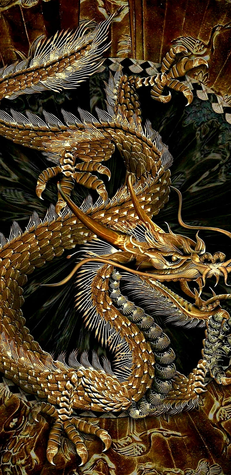 Golden Dragon, gold, HD phone wallpaper