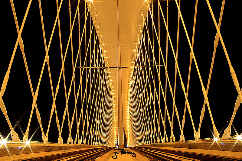 Trojsky most, bridge, night, prague, praha, troja, HD wallpaper