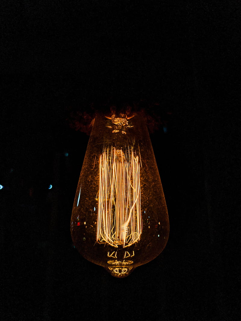 light bulb, incandescent lamp, lighting, electricity, dark, HD phone wallpaper