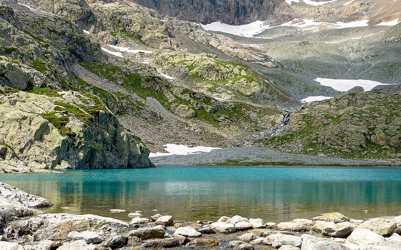 Lac Blanc near Chamonix, France, rocks, alps, mountains, stones, landscape, HD wallpaper