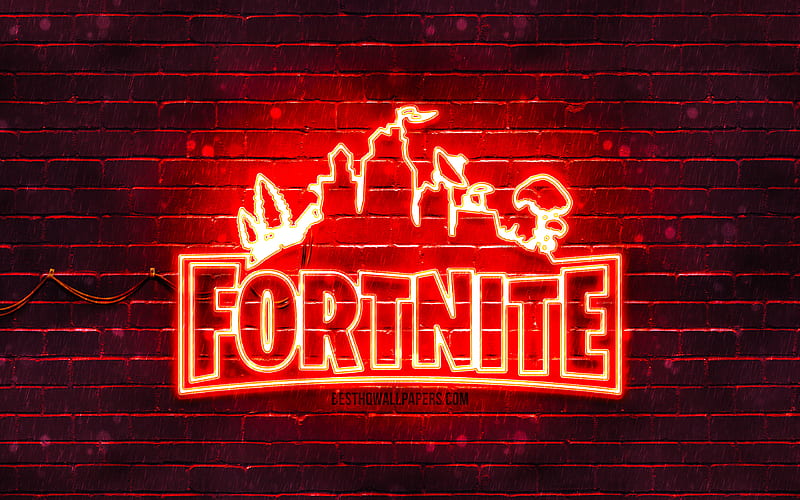 Fortnite red logo red brickwall, Fortnite logo, 2020 games, Fortnite neon logo, Fortnite, HD wallpaper