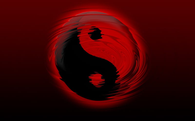 ying and yang, yang, red, ying, symbol, HD wallpaper