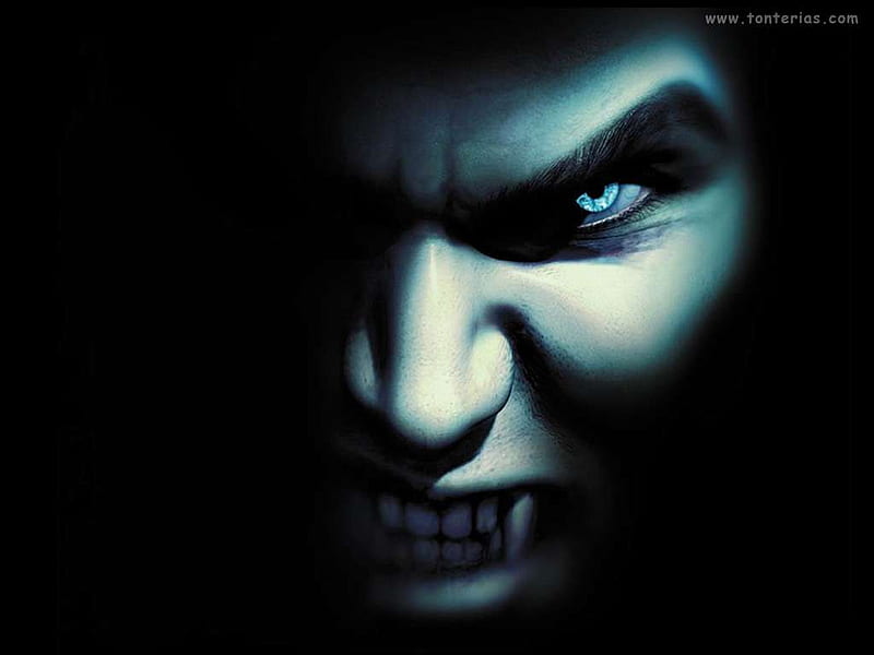 vampire,scare look,black,blue,teeth,evel eye, evel eye, black, vampire, scare look, blue, teeth, HD wallpaper