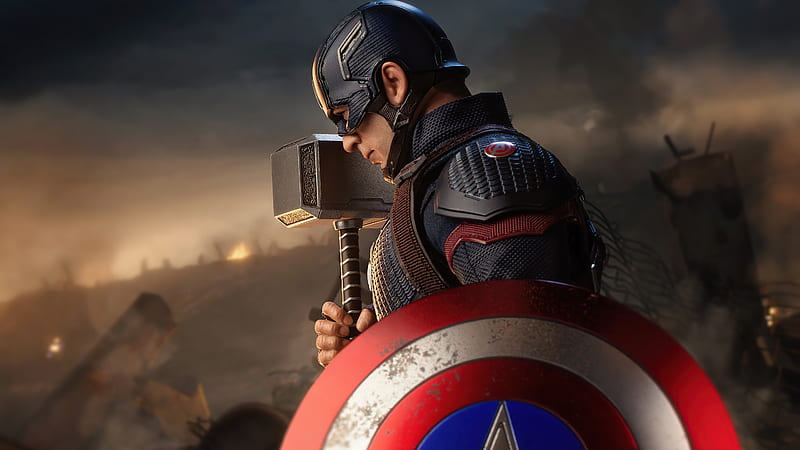 Captain America Chris Evans Hammer Mjölnir Shield Steve Rogers Avengers  Endgame, HD wallpaper | Peakpx
