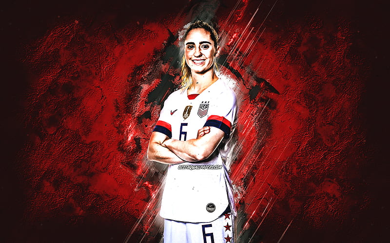 Morgan Brian, United States womens national soccer team, USA, american football player, red stone background, football, HD wallpaper