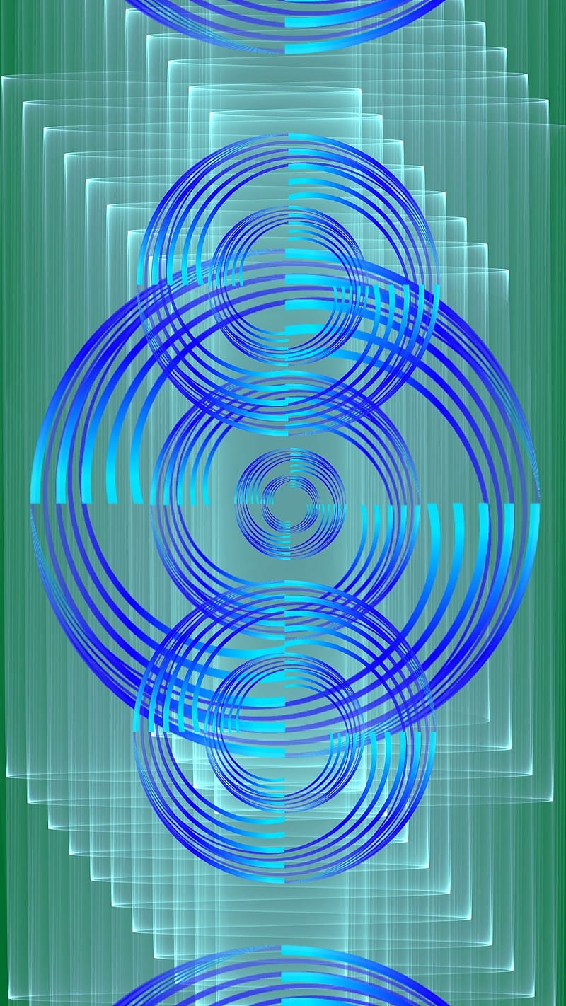 Blue On Green, abstract, blue, circles, green, HD phone wallpaper