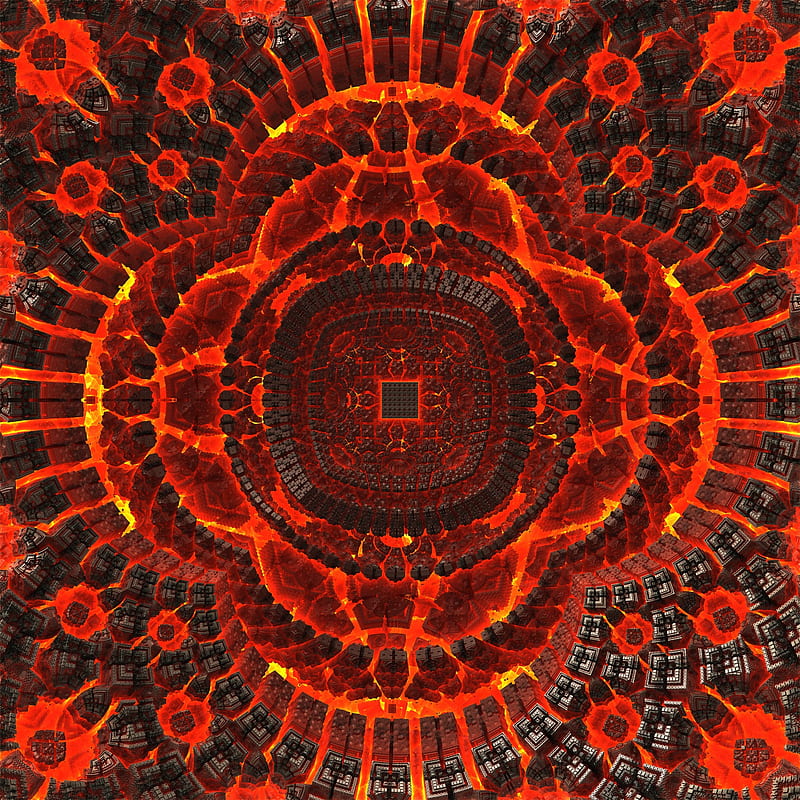 fractal, circles, glow, red, abstraction, HD phone wallpaper