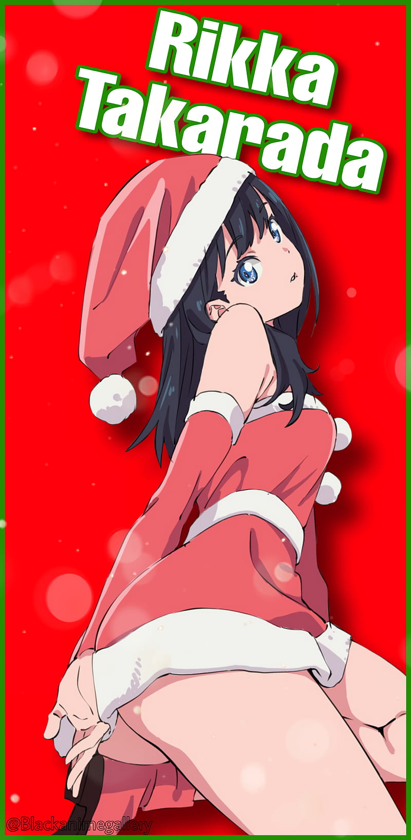 Takarada Rikka, anime, red, Christmas, anime girls, Santa girl, SSSS.GRIDMAN, HD phone wallpaper
