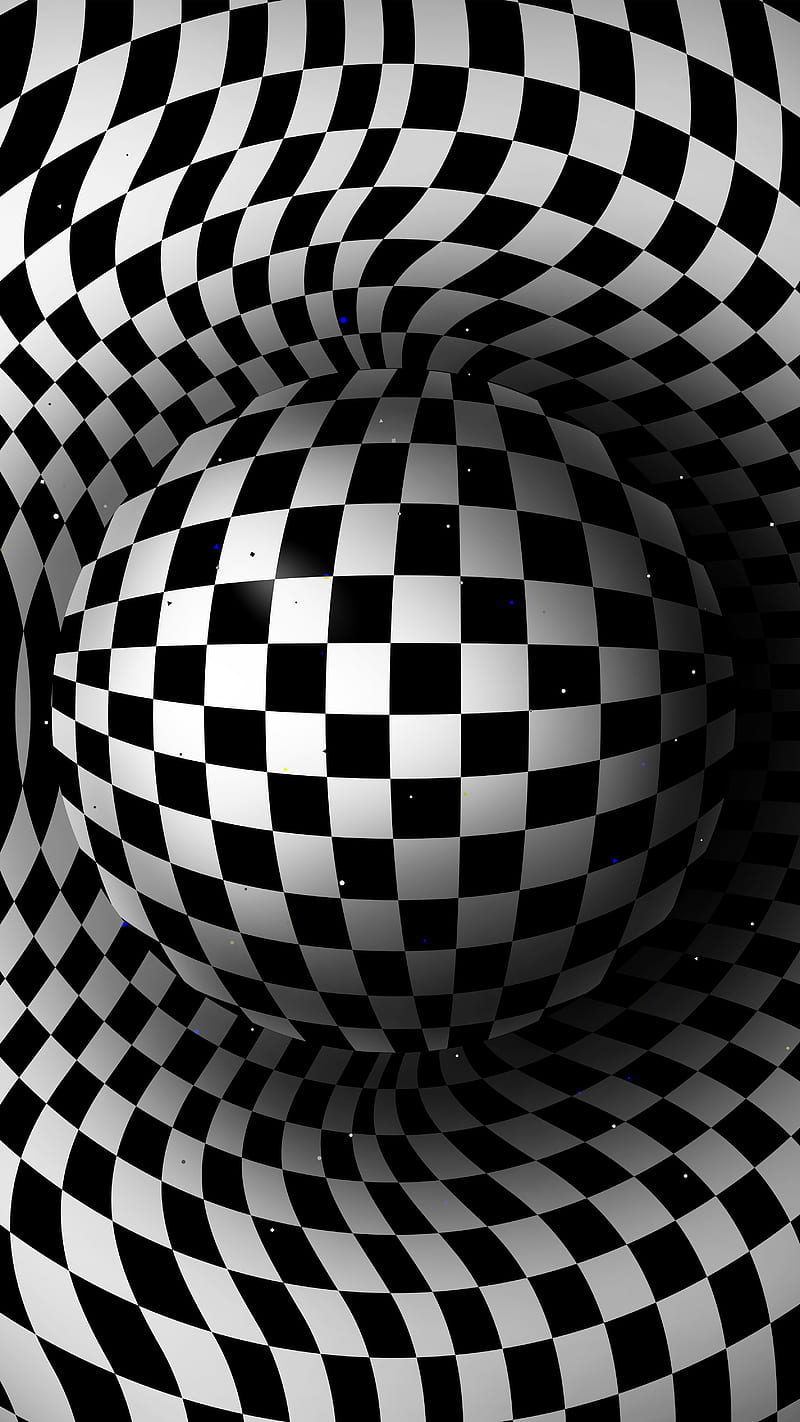 Chequered sphere, 3-d, Divin, abstraction, background, black-white, checkered, effect, hypnotic, illusion, illusive, kinetic, object, op-art, optical, optical-art, optical-illusion, psicodelia, trippy, visionary, volume, HD phone wallpaper