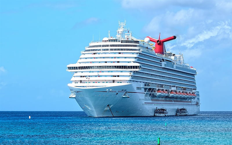 Carnival Breeze, luxury white cruise liner, beautiful ship, sea, Dream-class cruise ship, Carnival Cruise Line, HD wallpaper
