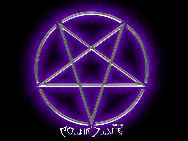 Purple Pentagram, symbol, dark, pagan, inverted, satanic, star, HD wallpaper