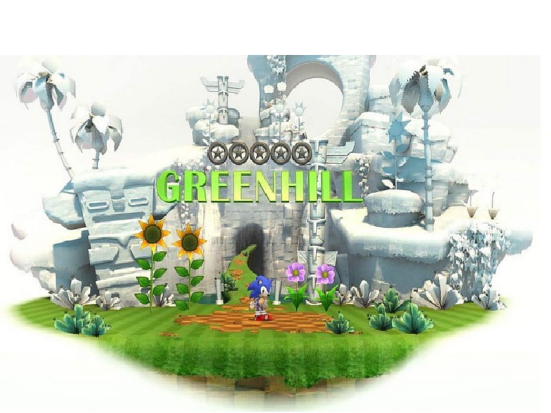 Sonic green hill zone background mountain waterfall