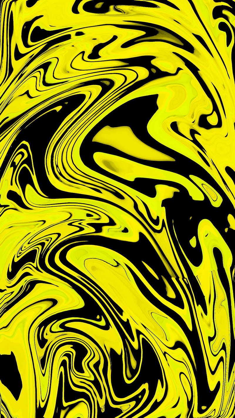yellows , abstract, acrylic, black, fluid liquid, texture, yellow, yellows, HD phone wallpaper