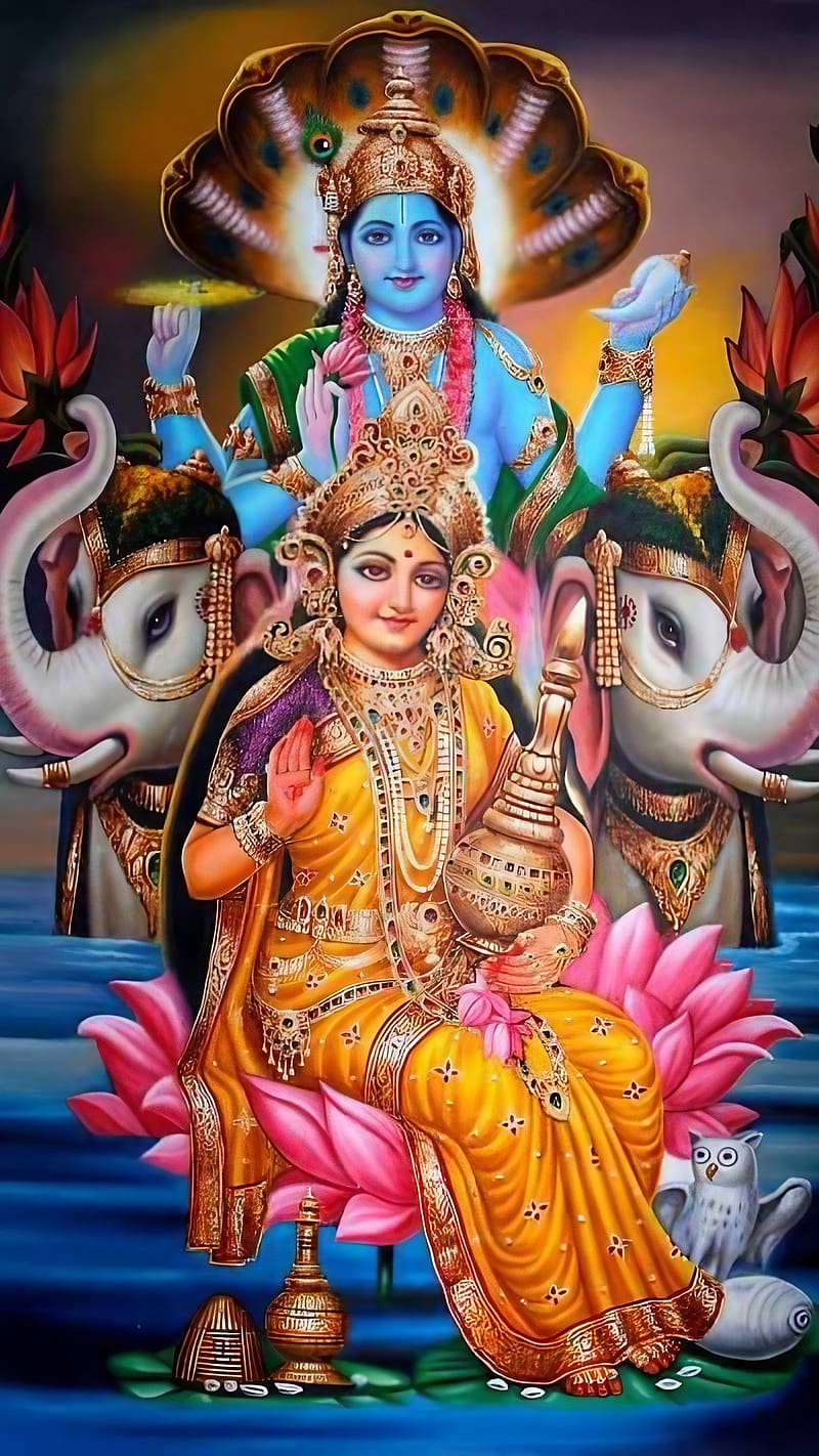 Laxmi Narayan, Goddess Laxmi Sitting On Lotus, lord vishnu, hari ...